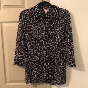 Sheer Patterned Button Down Shirt